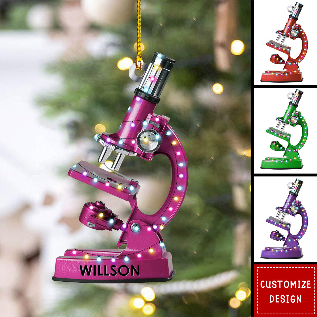 Personalized Microscope Christmas Ornament Gift for Scientist-2024 New Release