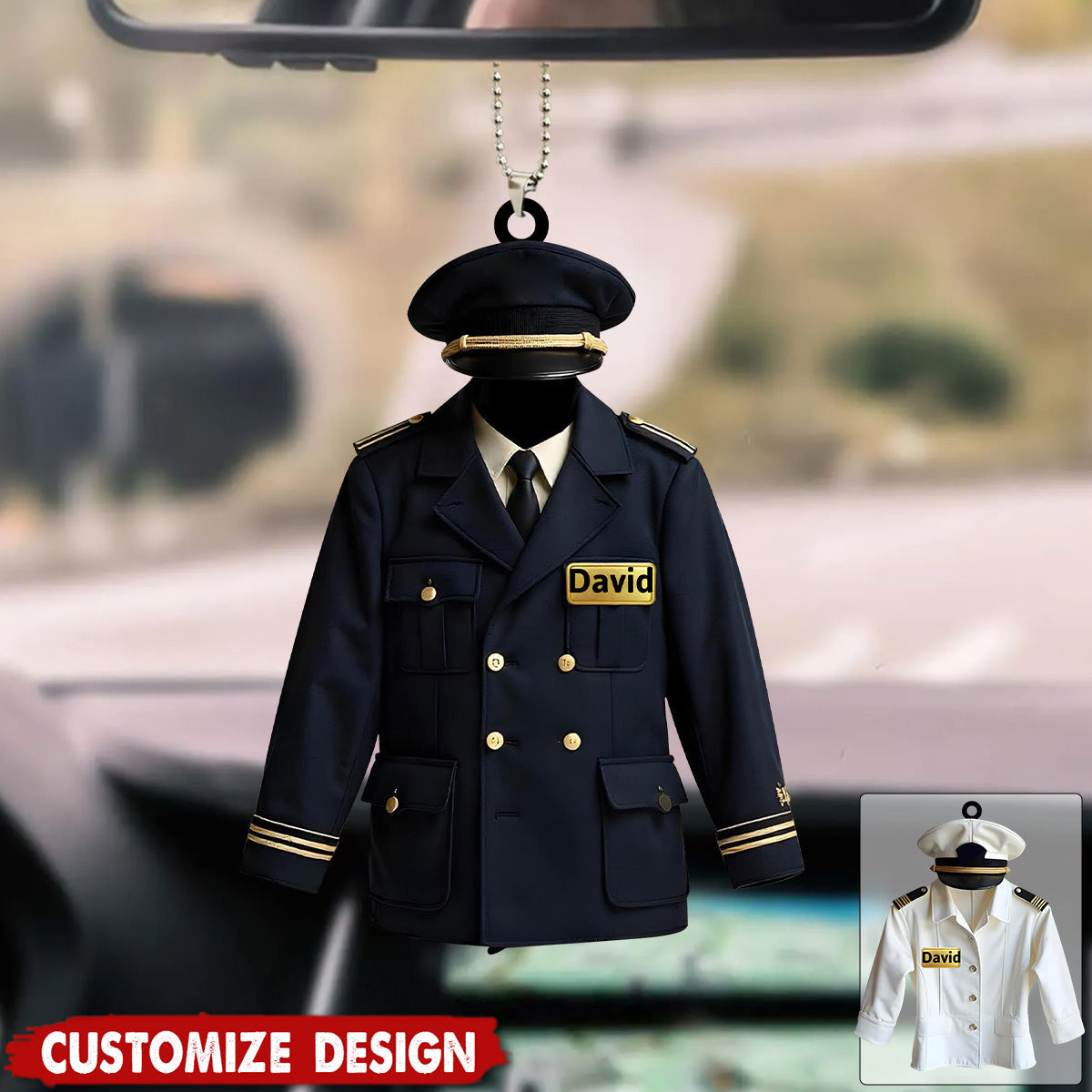 Personalized Pilot Uniform Car Ornament - Gift For Pilot