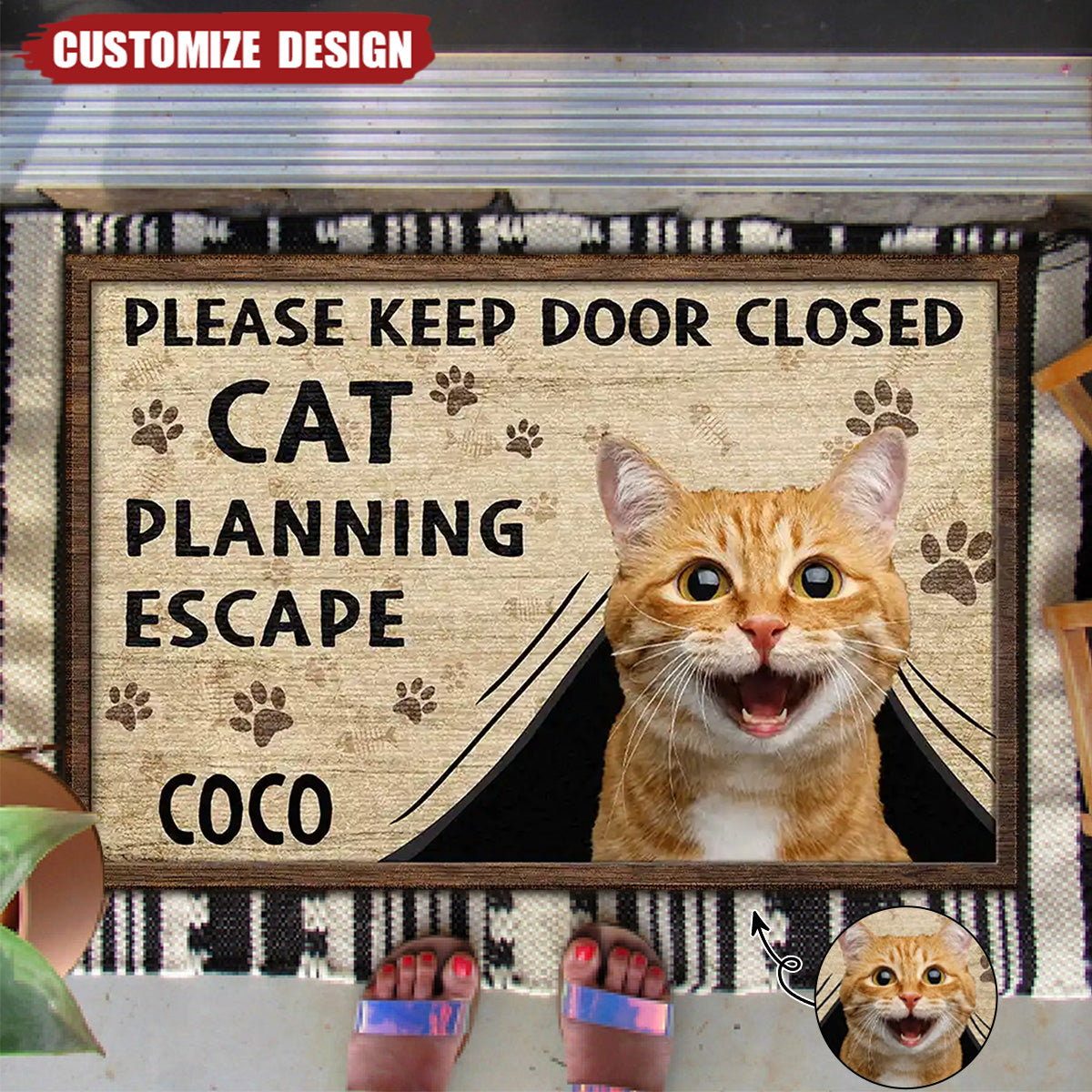 Cats Planning Escape-Personalized Photo Doormat-Gift For Car Lovers