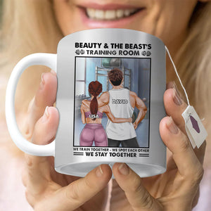 Gym Couple Beauty And The Beast's Training Center - Personalized Couple Coffee Mug