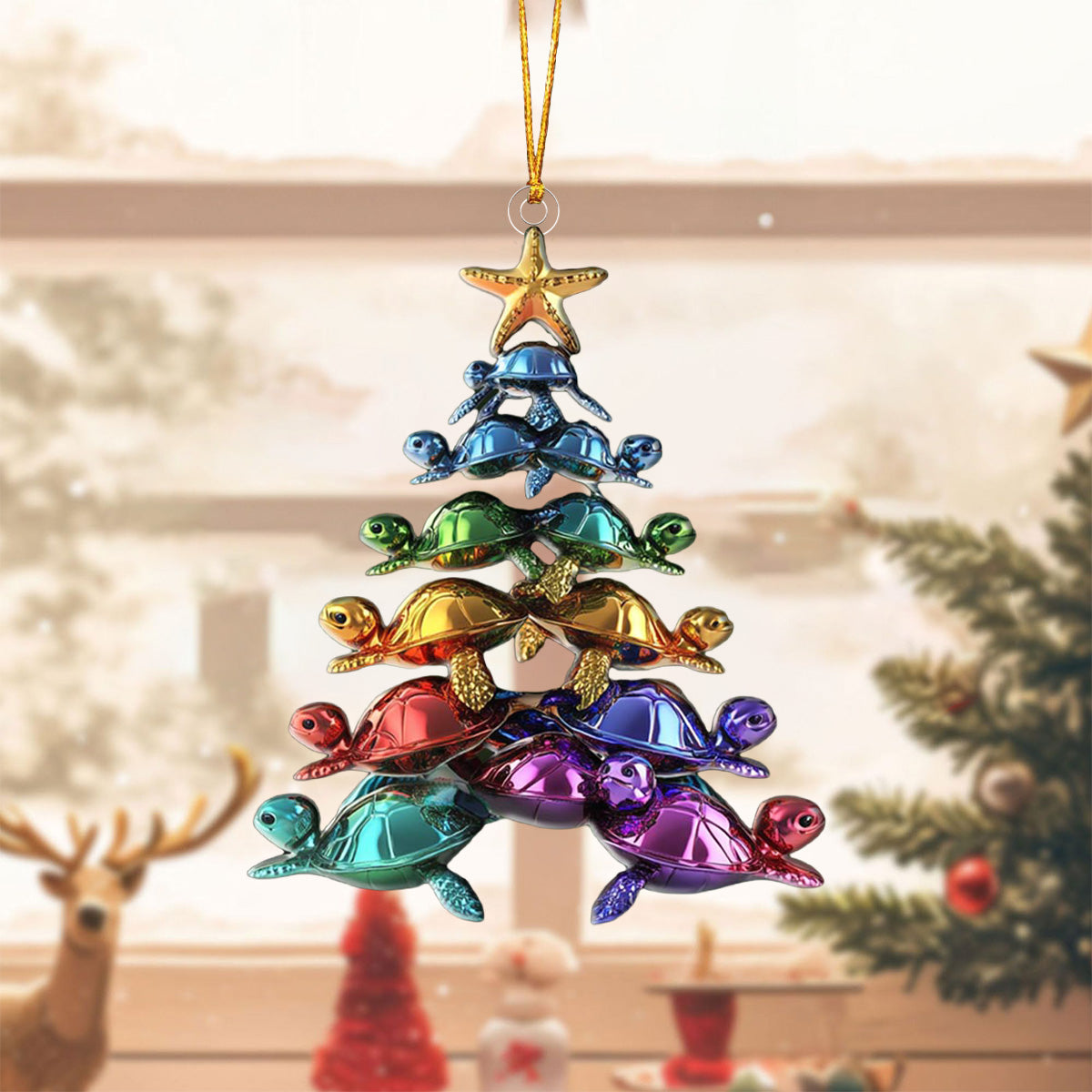 Colorful Sea Turtles Christmas Tree Ornament-2024 New Release