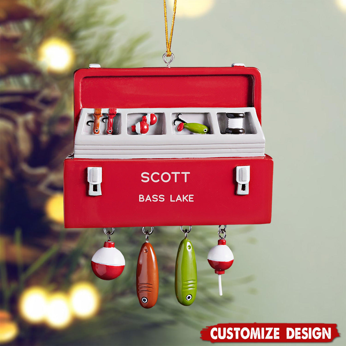 Personalized Fishing Tackle Box Christmas Ornament - Gift For Fishing Lovers