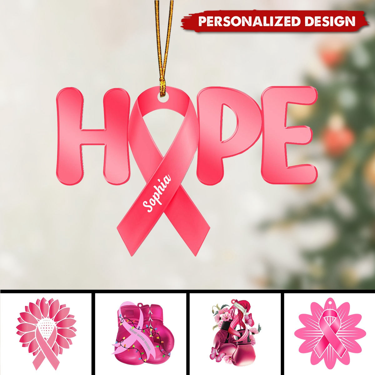 Personalized Breast Cancer Christmas Ornament-2024 New Release