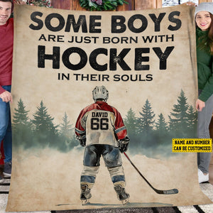 Hockey In Their Souls-Personalized Hockey Blanket-Gift For Hockey Lovers