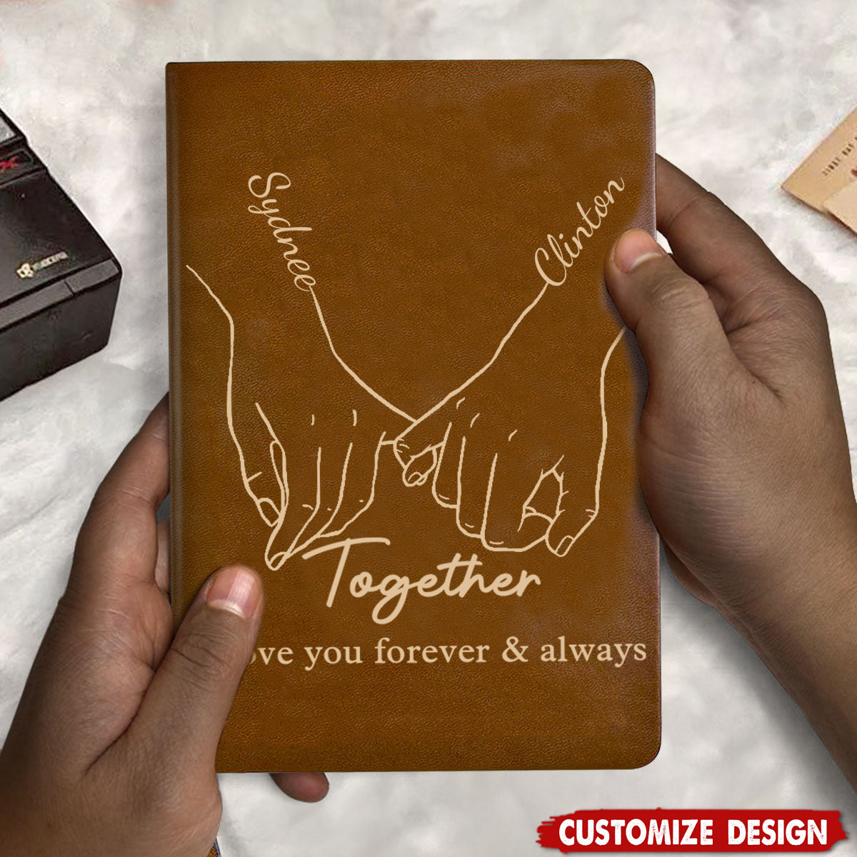 From our first kiss till our last breath - Personalized Couple Leather Notebook - Anniversary Gift For Wife,Husband