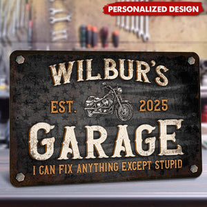 Motorcycle Garage-Personalized Metal Sign