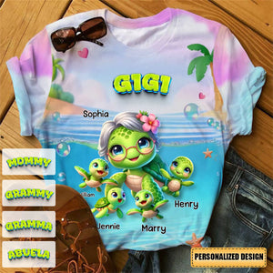Cute Turtle-Personalized T-Shirt-Gift For Grandma