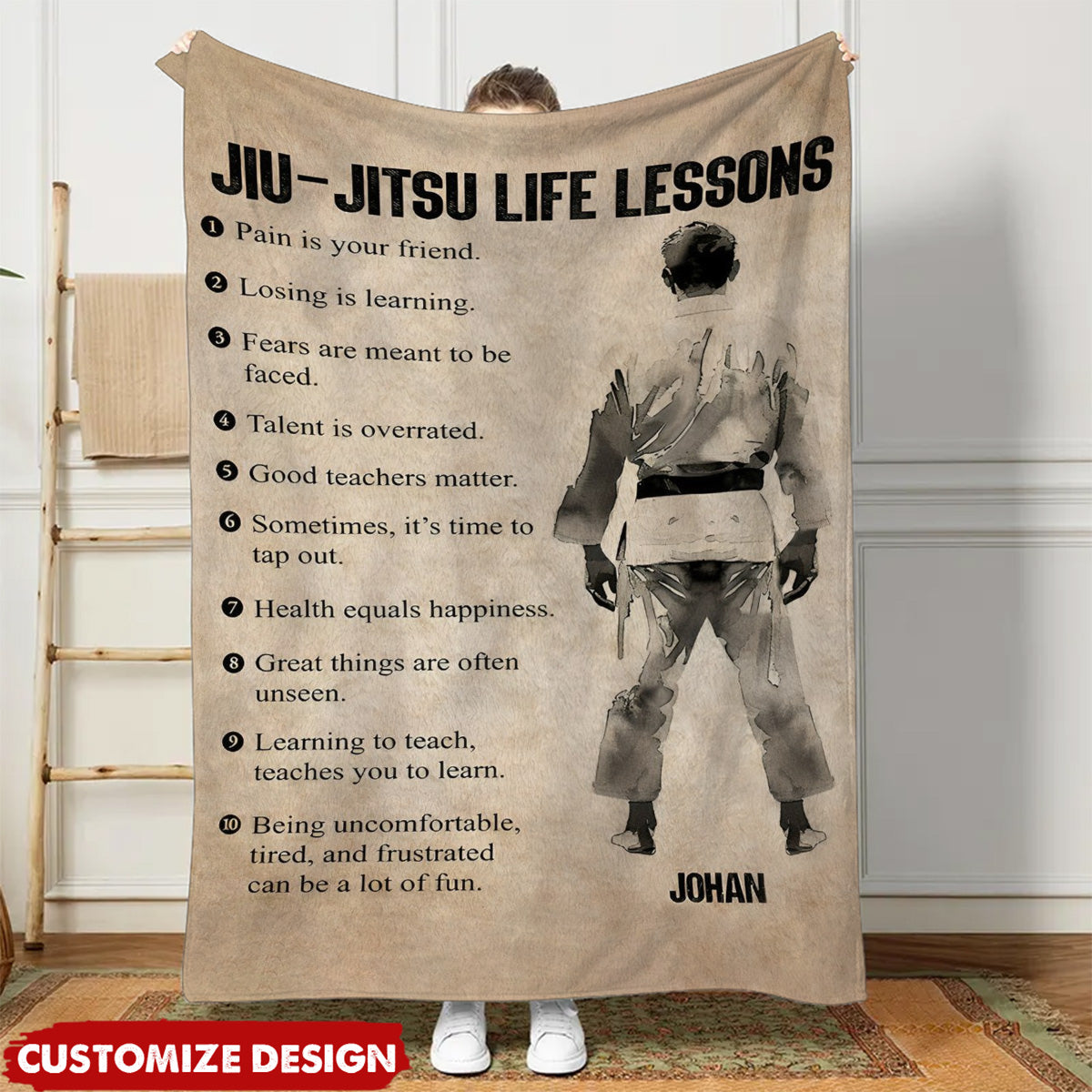 Personalized Jiu Jitsu Life Lessons Blanket - Gift For Jiu Jitsu Lovers