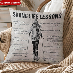 Personalized Skiing Life Lessons Pillow-Gift For Skiing Lovers
