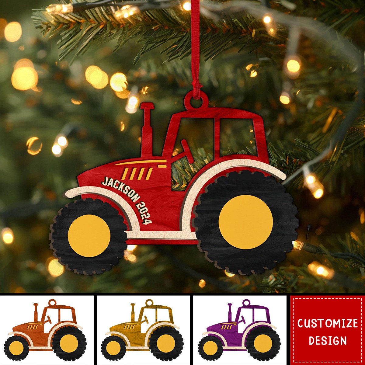 2024 New Release Personalized Tractor Wood Ornament