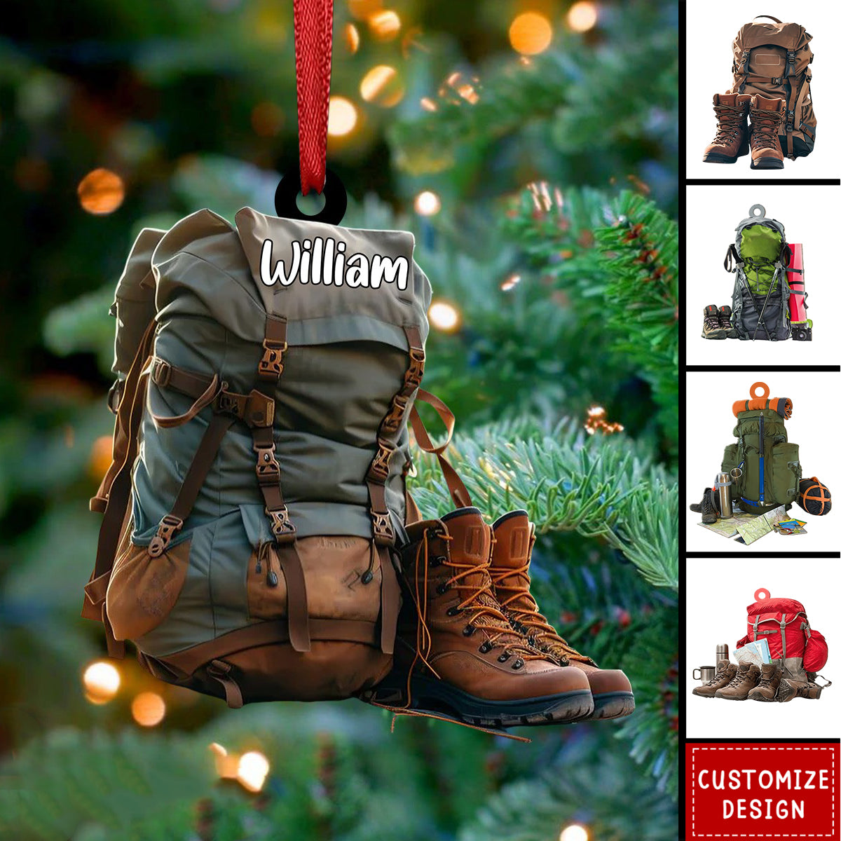 2024 New Release Personalized Hiking Acrylic Ornament, Hiking Lovers Christmas Ornament,Camping Lover Gift