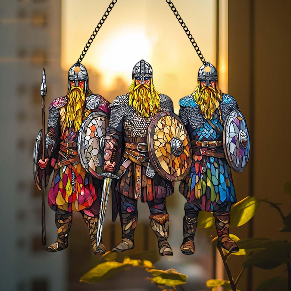 Viking Warrior Suncatcher Ornament - Historical Decor