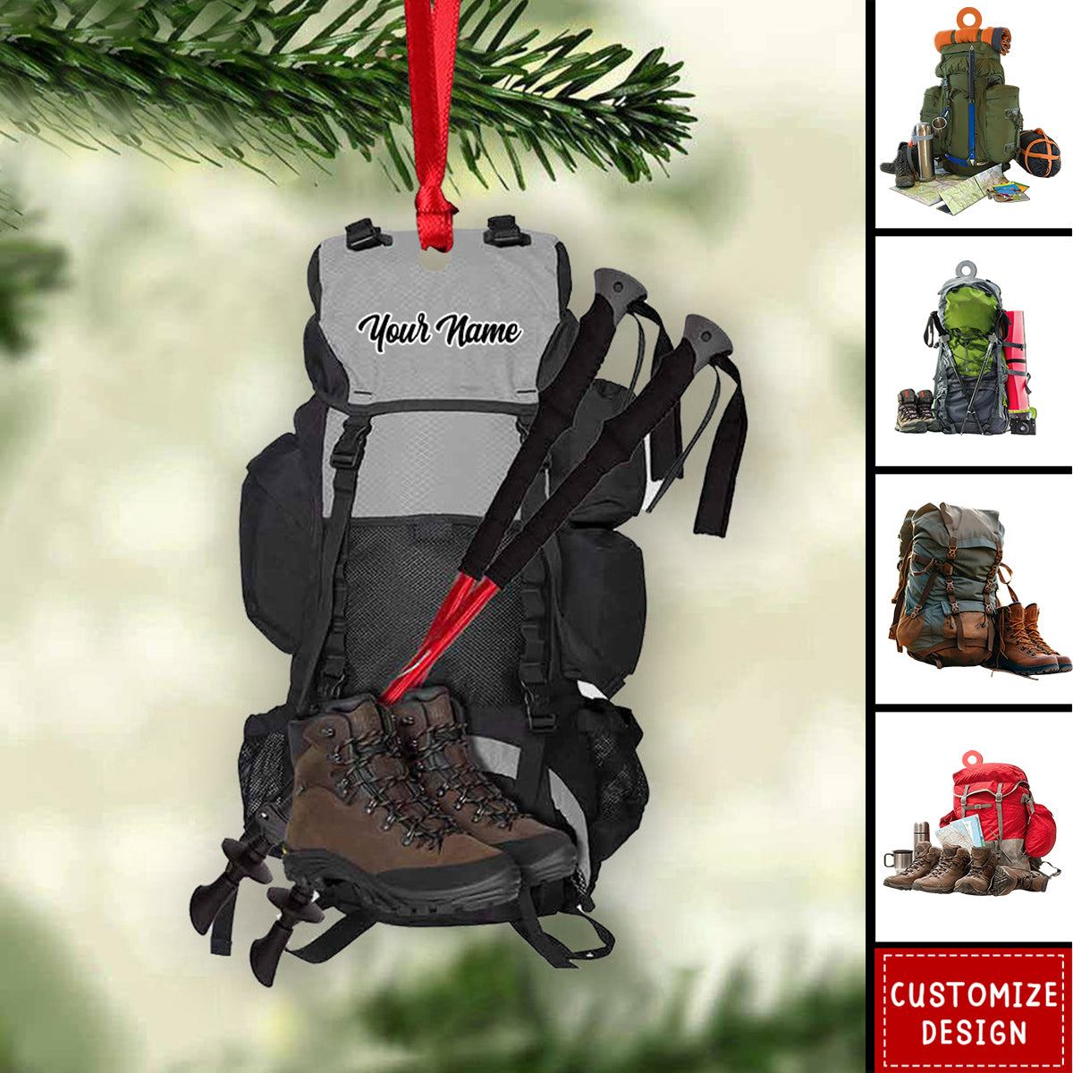 2024 New Release Personalized Hiking Acrylic Ornament, Hiking Lovers Christmas Ornament,Camping Lover Gift