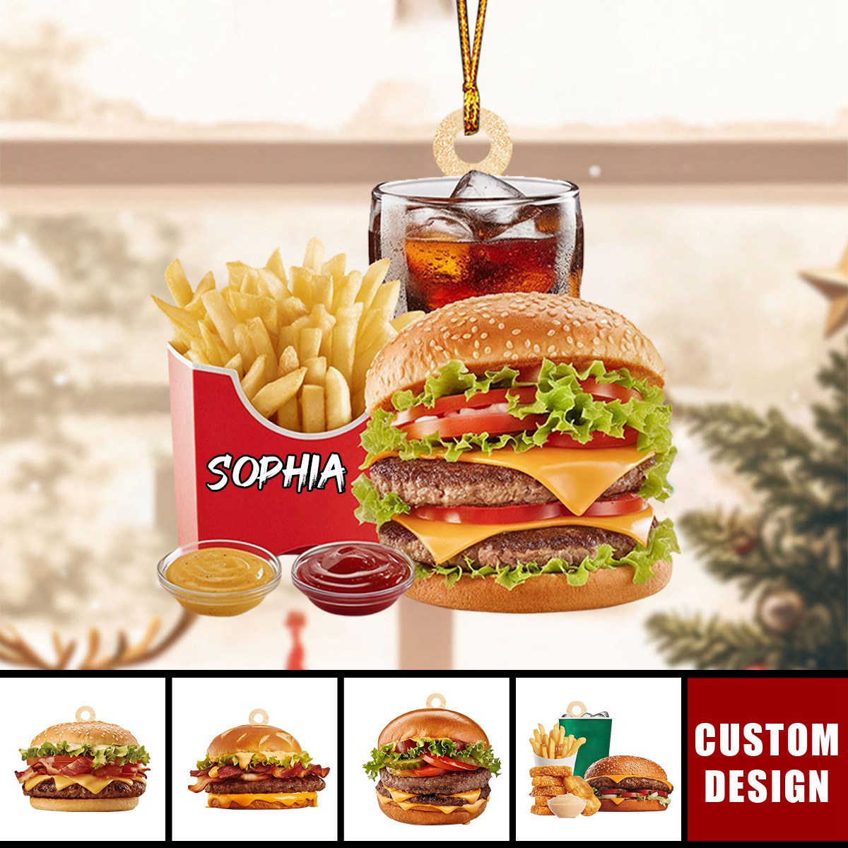 2024 New Release-Personalized Hamburger Christmas Ornament