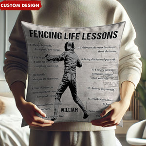 Personalized Fencing Life Lessons Pillow-Gift For Fencing Lovers