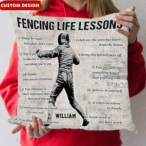 Personalized Fencing Life Lessons Pillow-Gift For Fencing Lovers
