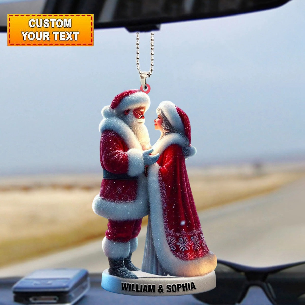 Personalized Santa and Mrs. Claus Car Ornaments-Gift For couple