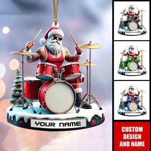 Personalized Drummer Santa Christmas Ornament - Gift For Drummer - 2024 New Release