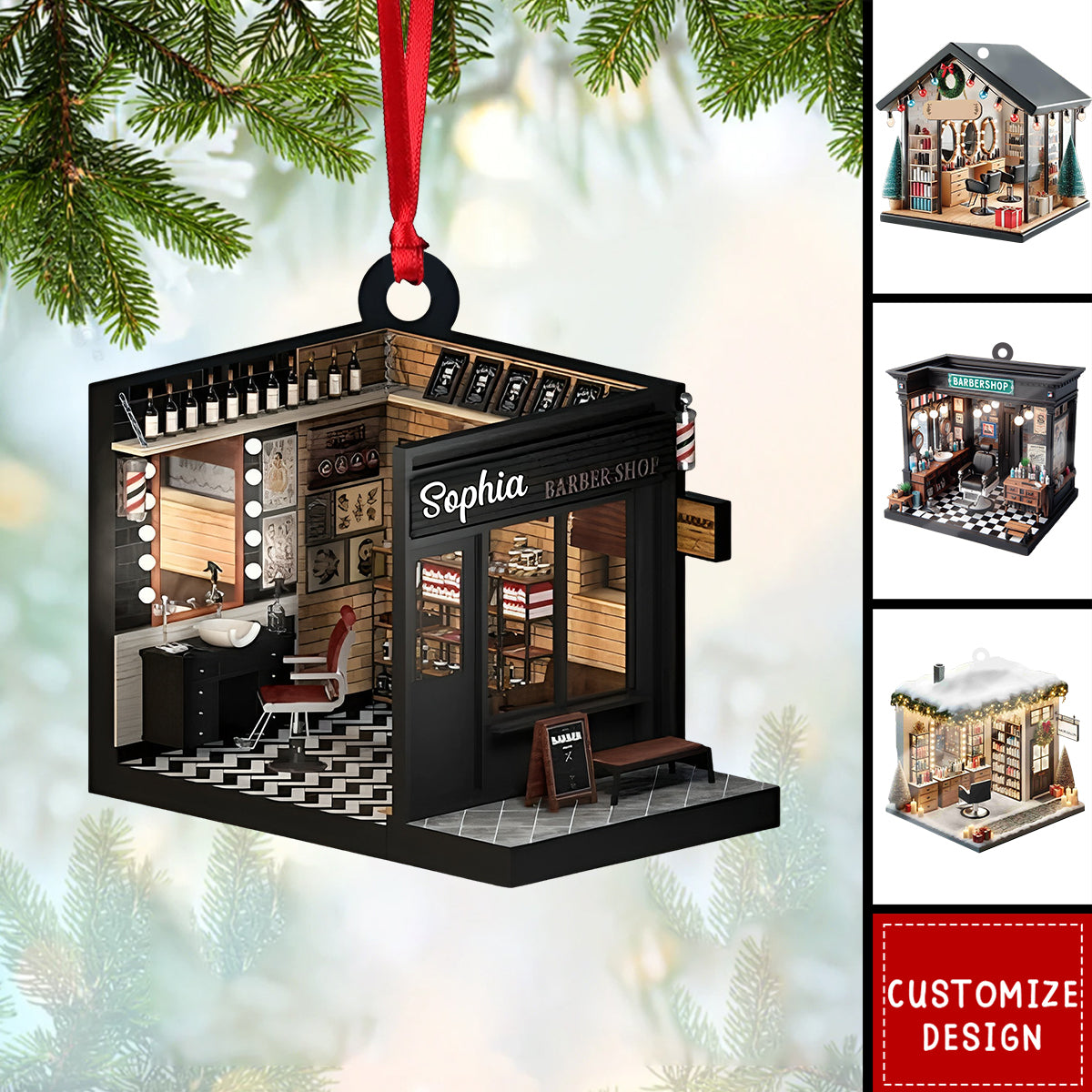 Personalized Barber Shop Christmas Ornaments - Gift For Barber - 2024 New Release