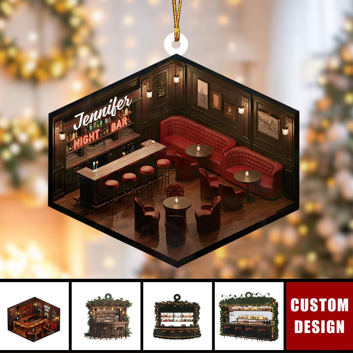Personalized Bar Lounge Christmas Ornament Gift For Drinkers-2024 New Release