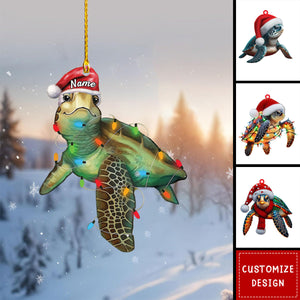 Personalized Christmas Turtle Ornament-Gift for Turtle Lover-2024 New Release