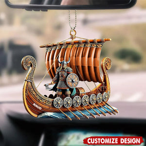 Personalized Viking Ship Car Ornament - Gift For History Enthusiasts