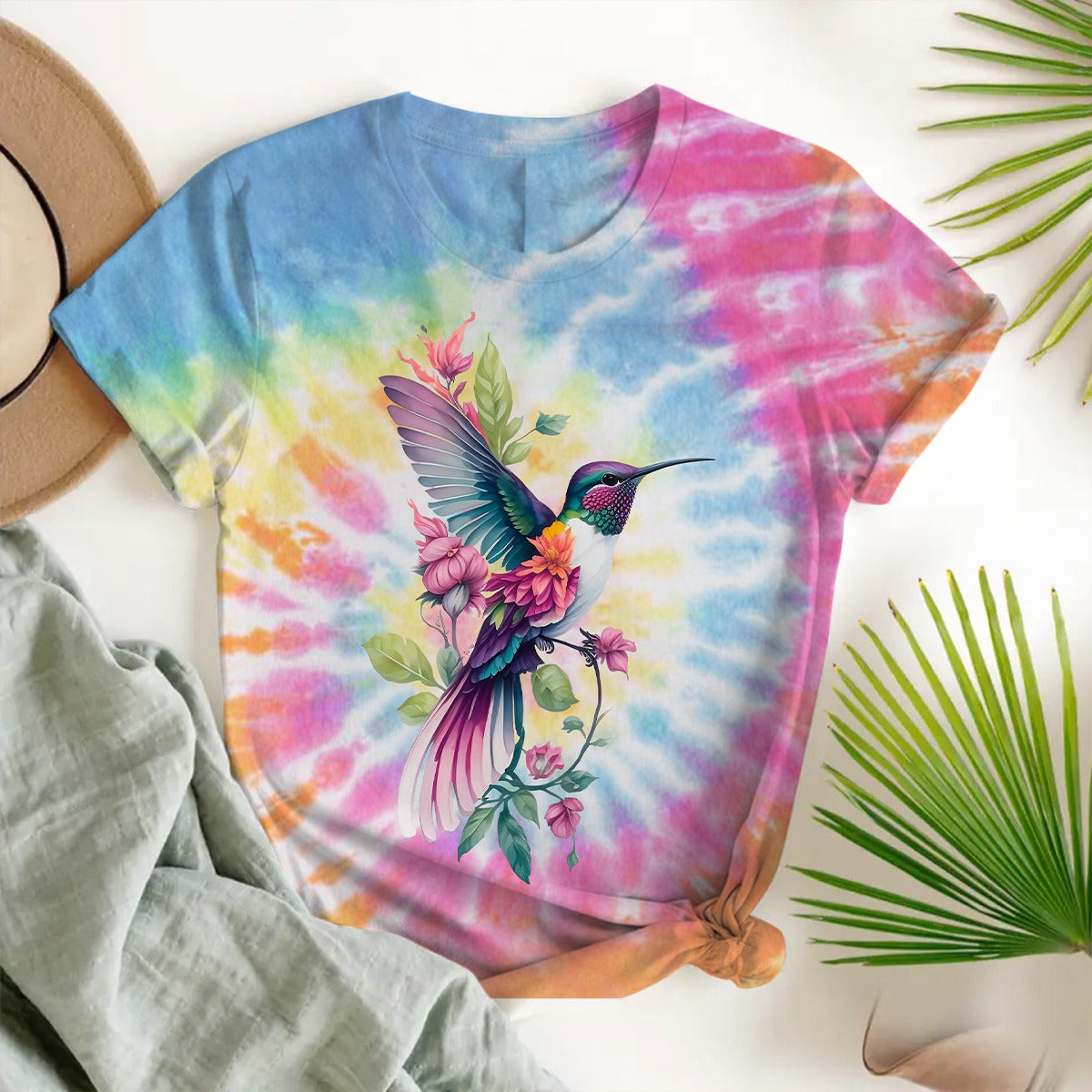 Hummingbird Tie Dye Shirt, Gift For Bird Lovers