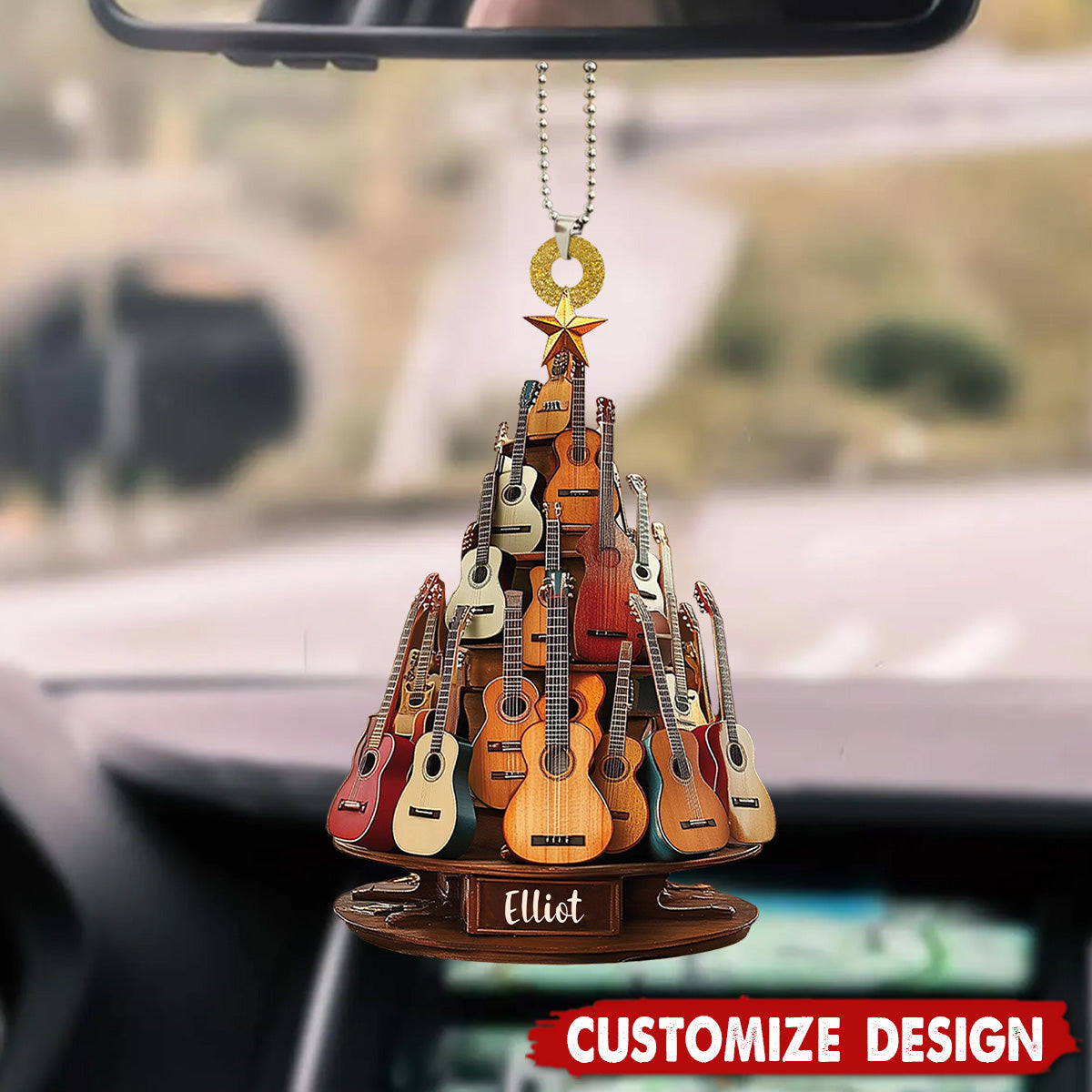 Personalized Classic Guitar Car Ornament - Gift for Music Lovers, Guitar Players