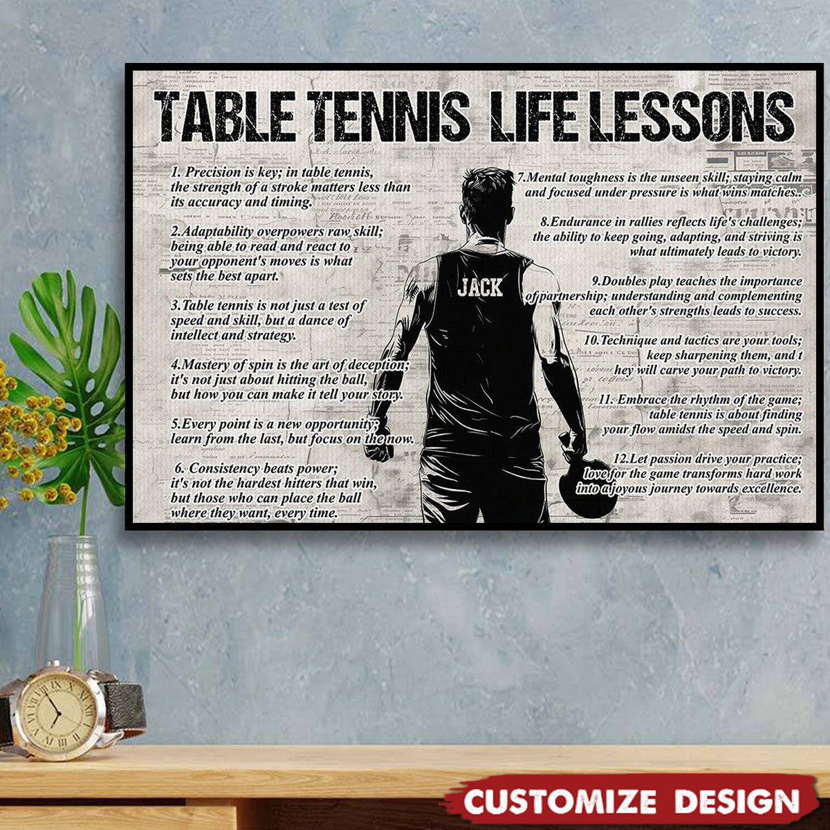 Personalized Table Tennis Life Lessons Poster-Gift For Tennis Lovers