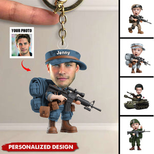 Custom Photo Gifts For Military Kid Keychain