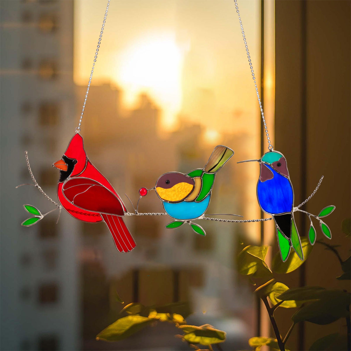 Stained Glass Humming Bird Suncatcher - Gift For Bird Lovers