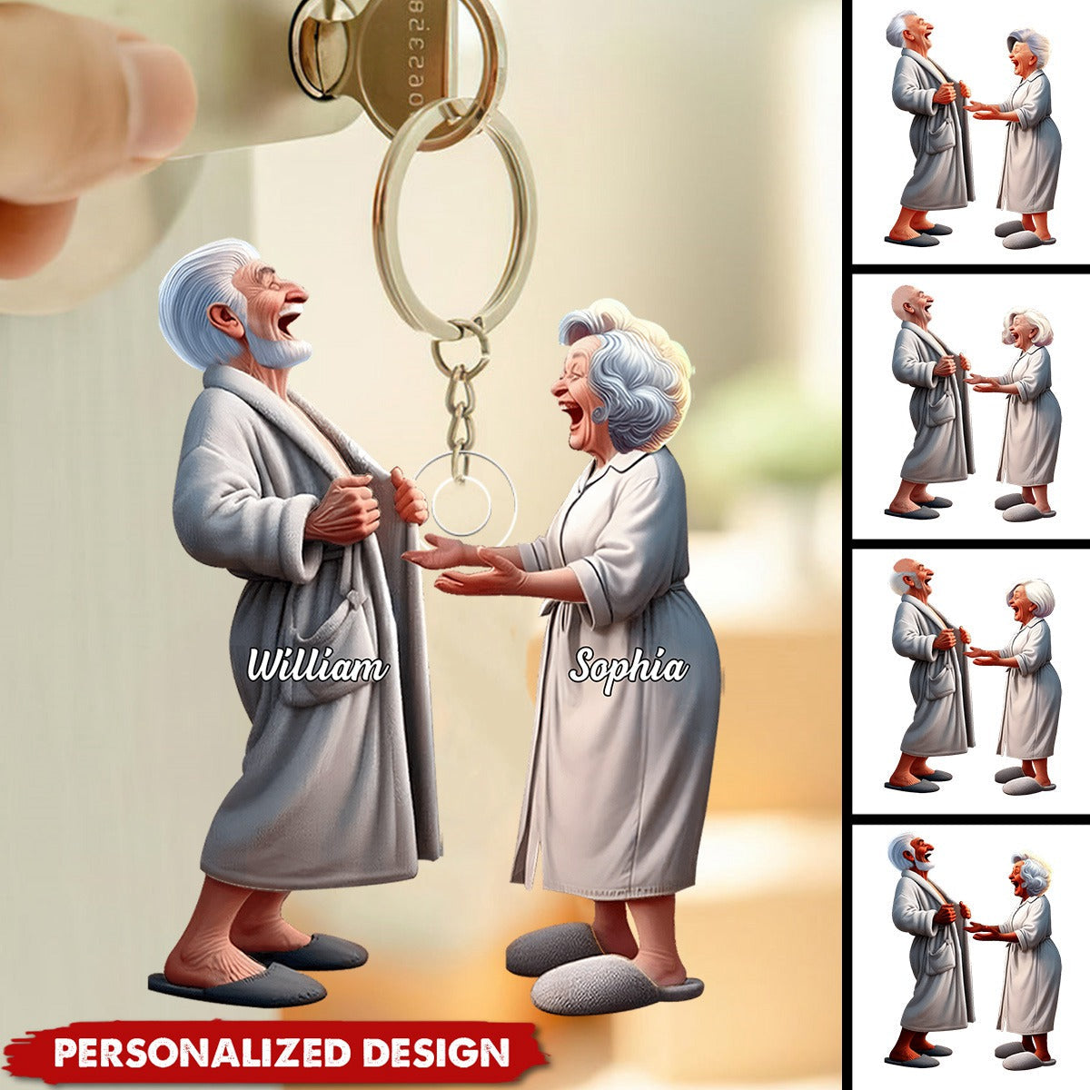 Funny Old Couple-Personalized Keychain-Gifts For Couple