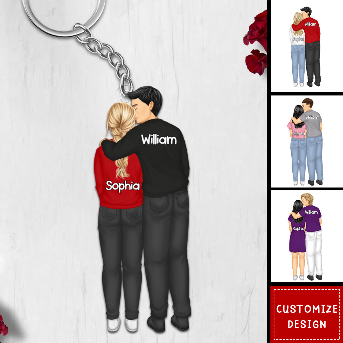 Forehead Kissing Couple Personalized Keychain, Anniversary Gift For Wife,Husband