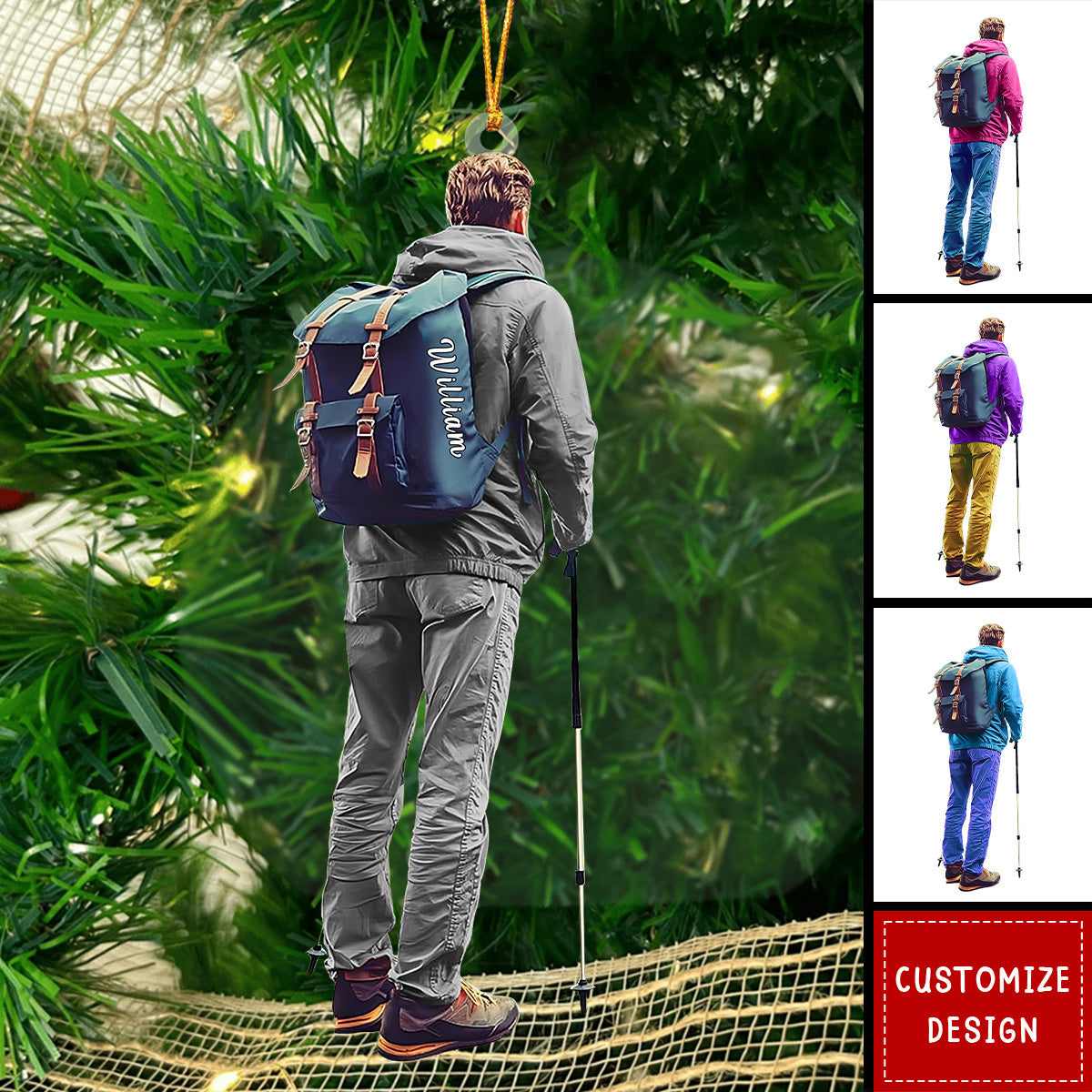 Personalized Hiking Man Ornaments - Gift for Hiking Lovers - 2024 New Release