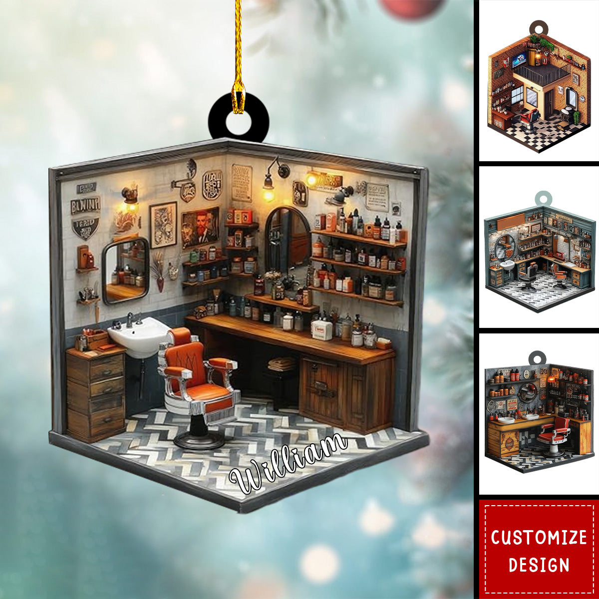 Personalized Hair Salon Acrylic Ornament - Gift For Hairdresser - 2024 New Release