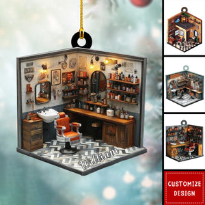 Personalized Hair Salon Acrylic Ornament - Gift For Hairdresser - 2024 New Release