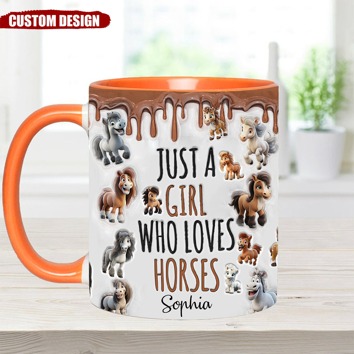Just A Girl Who Loves Horses- Personalized Horse Accent Mug