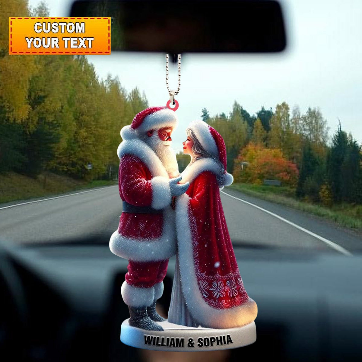 Personalized Santa and Mrs. Claus Car Ornaments-Gift For couple