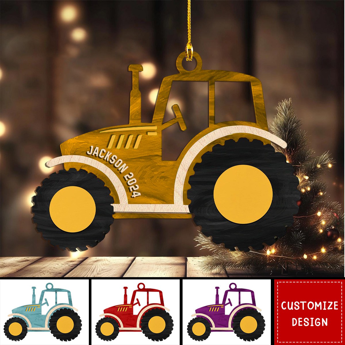 2024 New Release Personalized Tractor Wood Ornament
