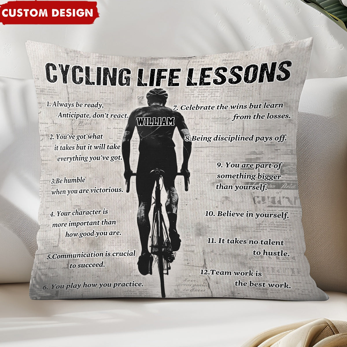 Personalized Cycling Life Lessons Pillow - Gift For Cycling Lovers