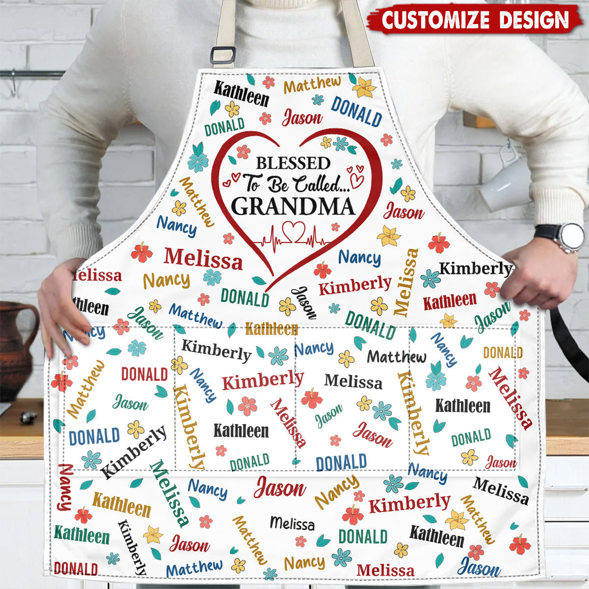 Blessed To Be Called Grandma Colorful Personalized Apron With Packet