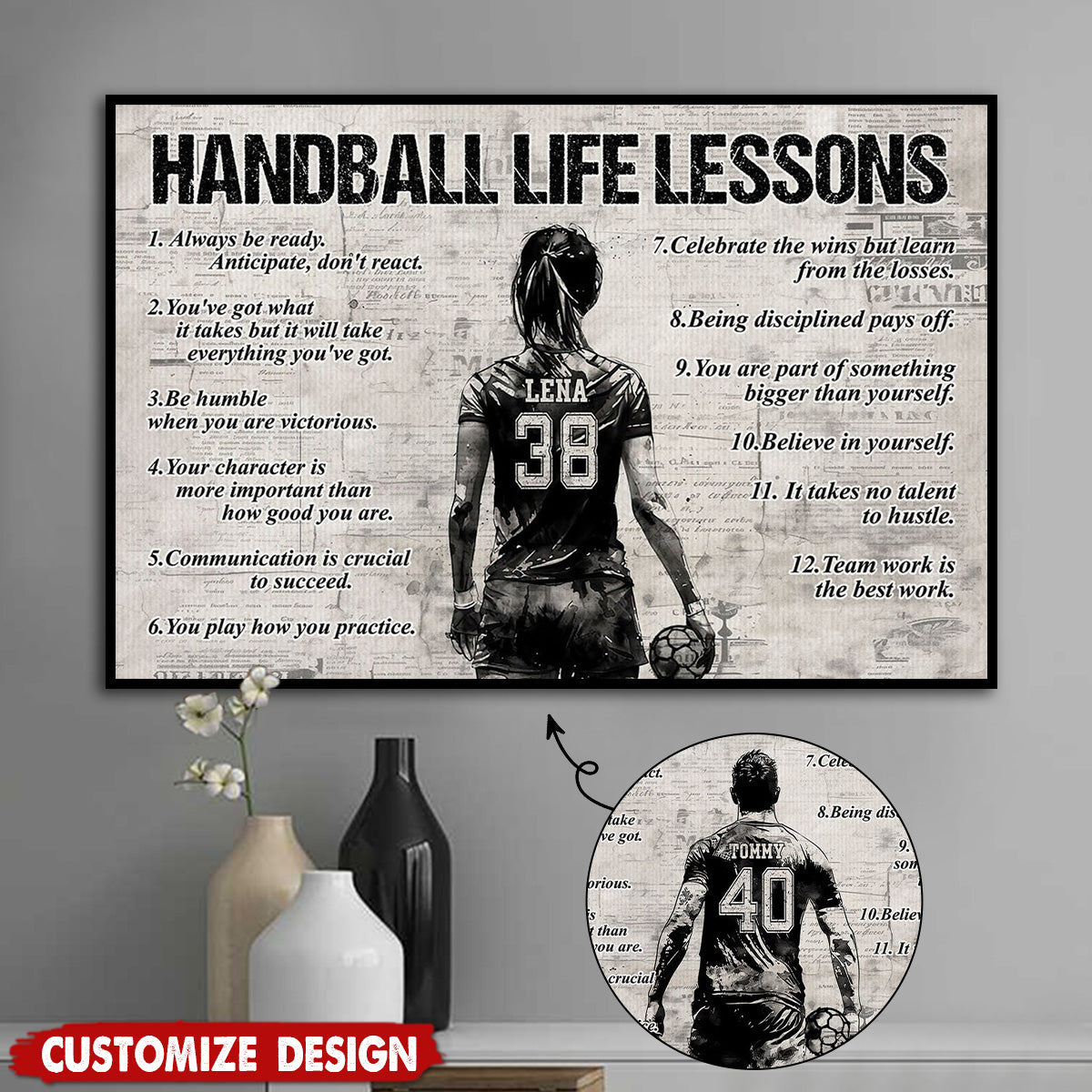 Personalized Handball Life Lessons Poster-Gift For Handball Lovers