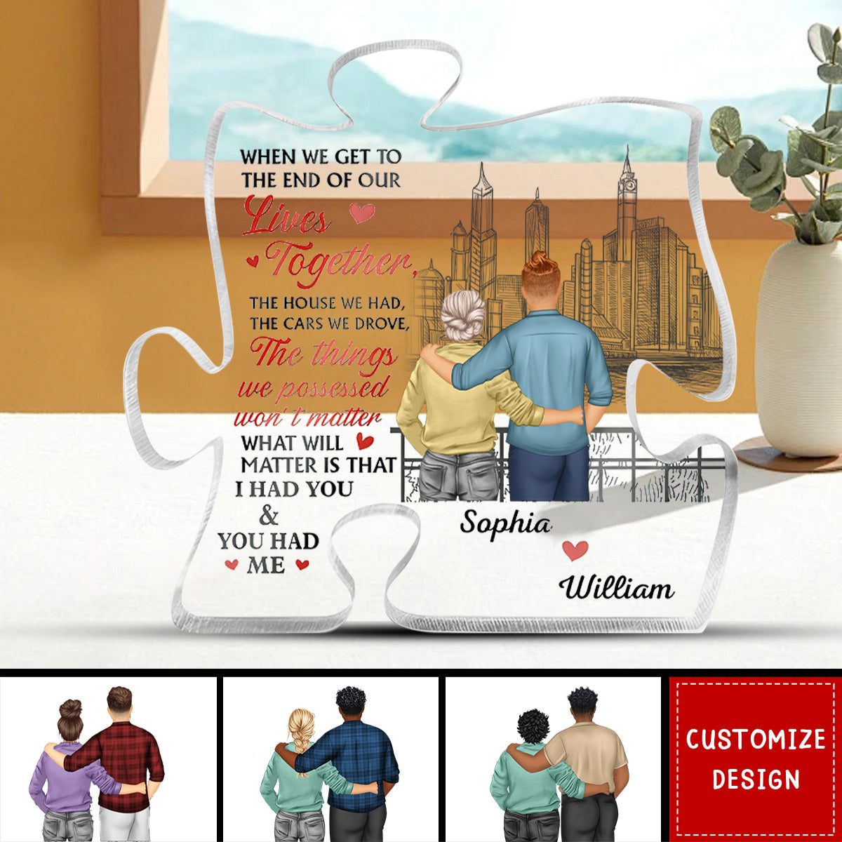 Old Couple I Had You You Had Me - Personalized Puzzle Shaped Acrylic Plaque