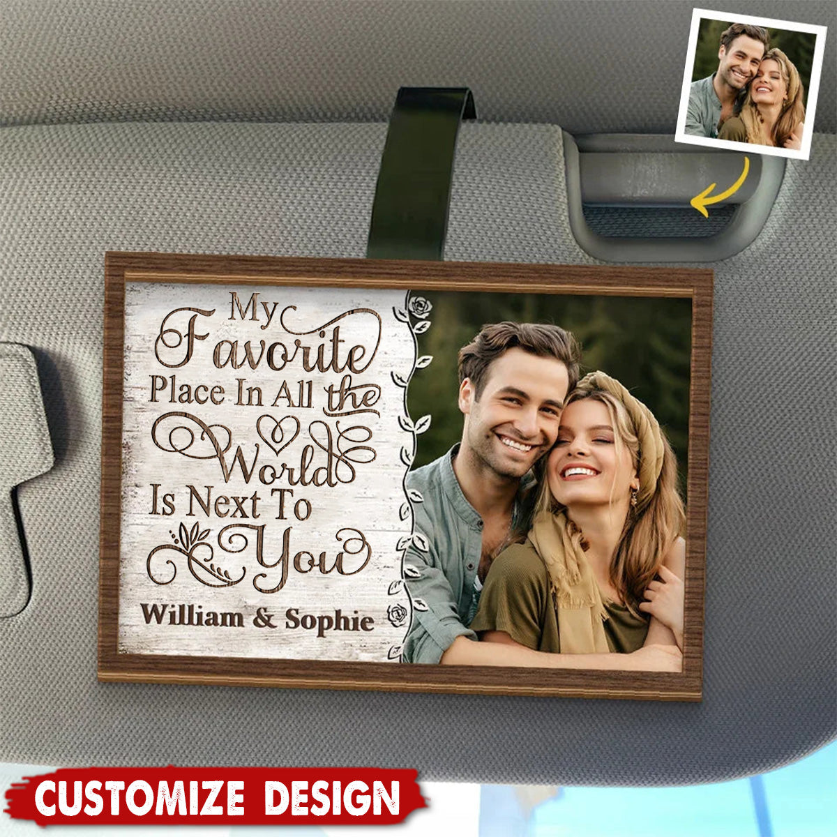 God Blessed The Road That Led Me To You  - Personalized Couple Car Visor Clip - Anniversary Gift For Wife,Husband