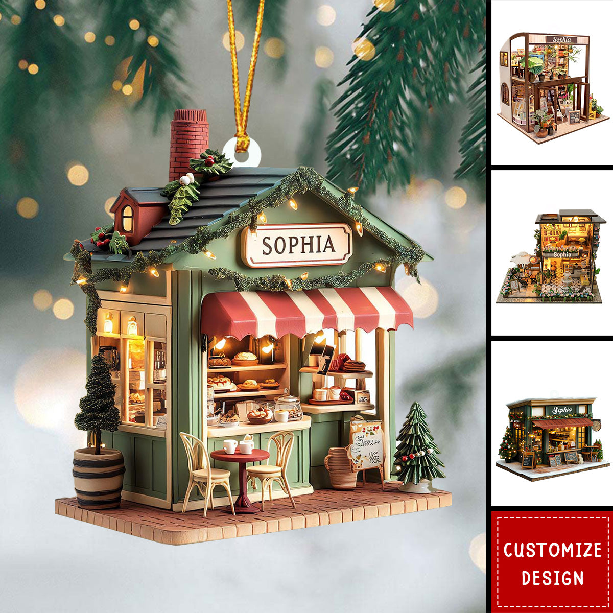 Personalized Local Coffee Shop Ornaments - Gift For Coffee Lovers - 2024 New Release