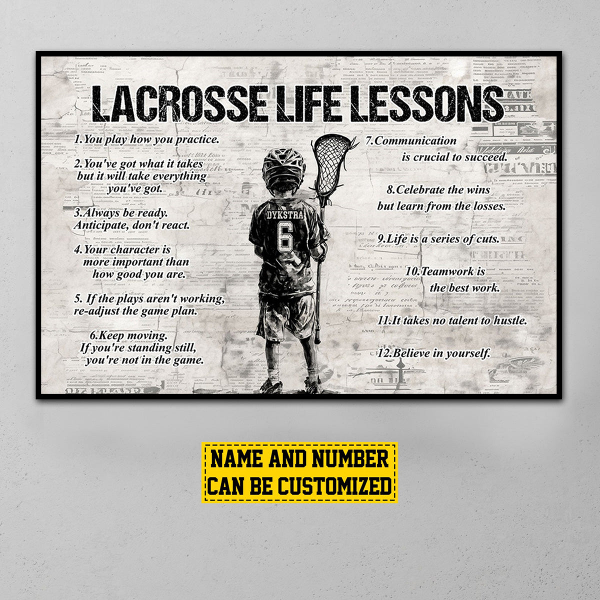 Personalized LacrosseLife Lessons Boy Poster-Gift For Volleyball Lovers