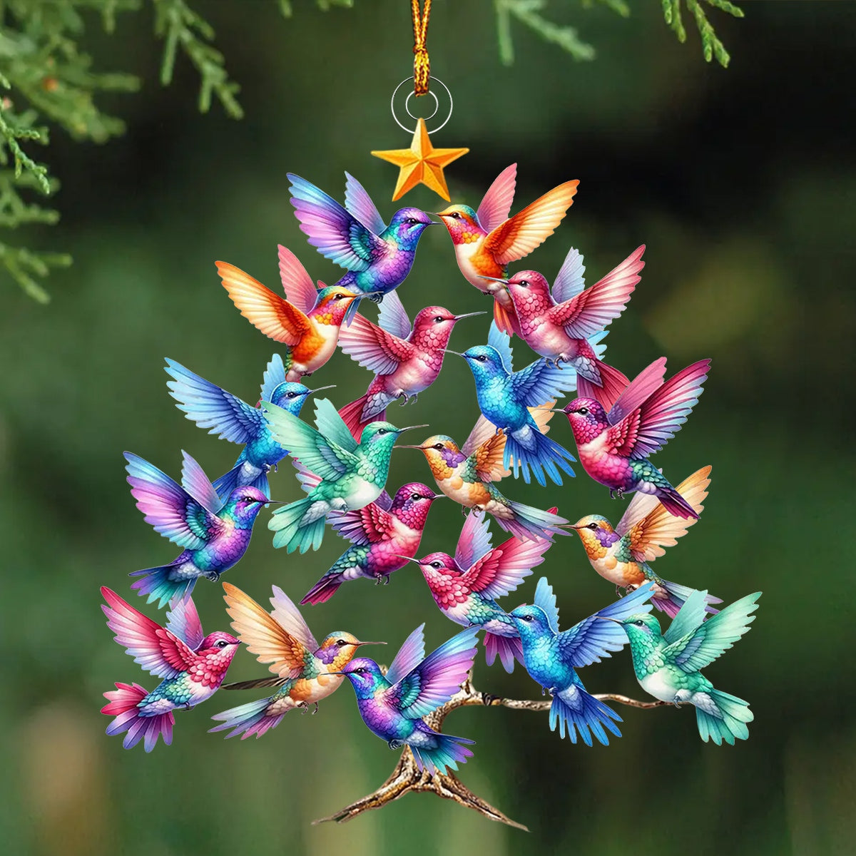 Colorful Hummingbird Christmas Tree Ornament, Gift For Bird Lovers-2024 New Release