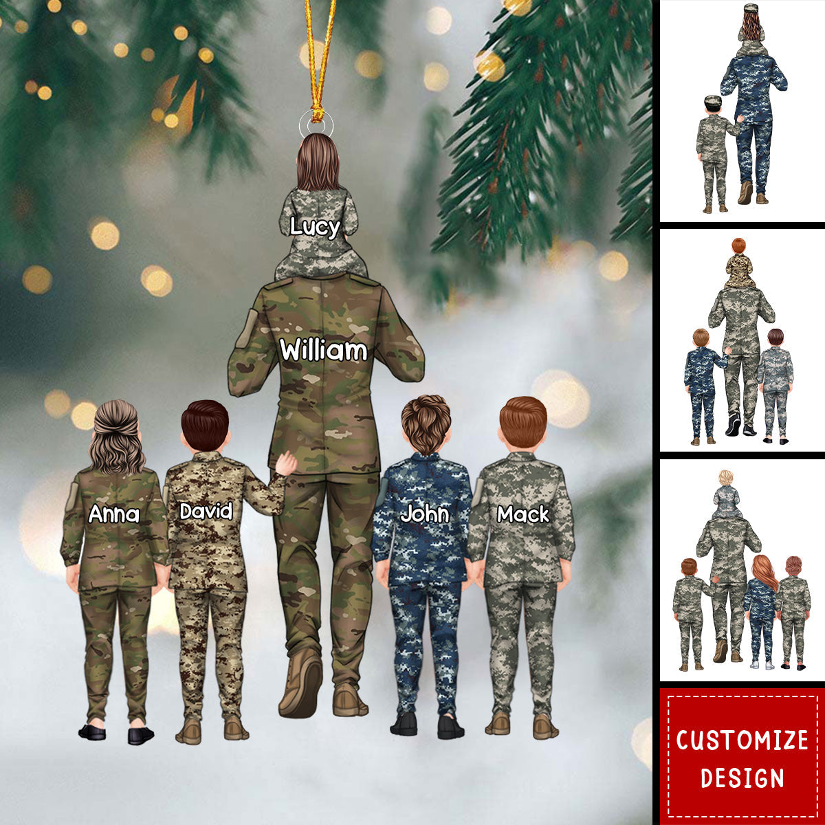 Personalized Military Dad And Kid Ornament - Gift For Family - 2024 New Release