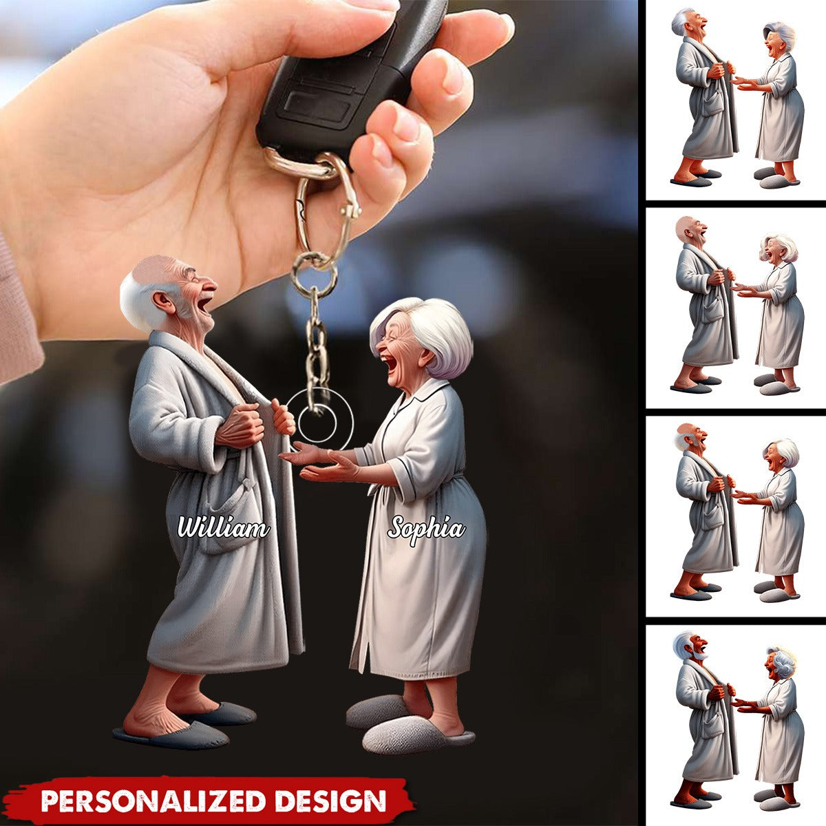 Funny Old Couple-Personalized Keychain-Gifts For Couple