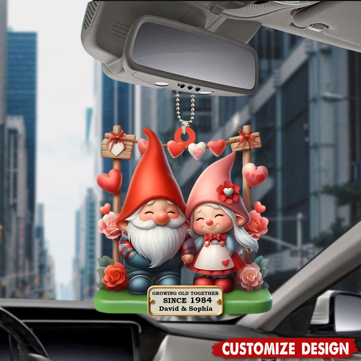 Growing Old Together - Personalized Couple Car Ornament - Anniversary Gift For Husband,Wife